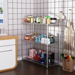 NSF 1050 LBS Heavy Duty 3-Tier Wire Shelving Unit Height Adjustable Metal <b>Garage</b> Storage <b>Rack</b> Heavy Duty Storage Wire Shelving - Product Image 5