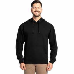 <b>Men's</b> <b>Black</b> Hooded Sweatshirt Regular Fit Casual Cotton Fleece Knitted Solid Color Pocket Autumn Wear <b>Mens</b> <b>Hoodies</b> - Product Image 1