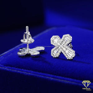 Moissanite <b>Diamond</b> Cross <b>Earrings</b> 925 Sterling Silver Stud <b>Earrings</b> for Women Sparkling Jewelry Gift - Product Image 4