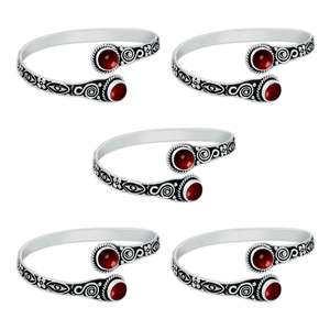 Women's Fashion Gift <b>Bracelet</b> Brass Graceful <b>Solid</b> <b>Silver</b> Plated Garnet Geometric Gemstone Handmade Fine <b>Silver</b> Bohemian Style - Product Image 3