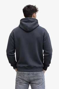 ONETEN APPARELS Sweat-shirt à capuche en molleton de coton gris foncé anti-plis grande taille pour homme – Collection Automne - Product Image 3