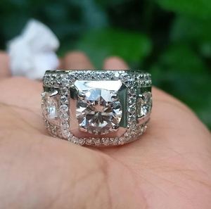 1.5 Carat Luxury <b>Mens</b> Moissanite Engagement <b>Ring</b> 925 Sterling <b>Silver</b> 14K Gold Plated Prong Set Wedding Band D Color VVS Diamond - Product Image 2