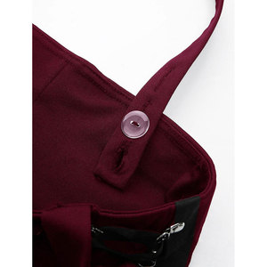 Jupe gothique PRO-GF pour femme - Mini-jupe trapèze avec boucle en forme de cœur, lacets et détails à œillets croisés - Product Image 5