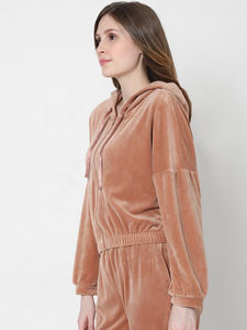 Achetez des vêtements respirants pour femmes, ensemble 2 pièces, sweat à capuche zippé et pantalon, coton, velours, survêtement pour femmes - Product Image 4