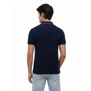 Camiseta Polo de Algodón Azul Marino de Manga Corta para Hombre, Cuello con Ribete, Corte Ajustado, Moda Verano, Uso Diario, Ropa de Marca Personalizada - Product Image 2
