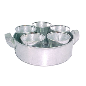 Ensemble de 5 jardinières en laiton, plateau de jardinière, style américain classique, décoration de jardin d'intérieur, légères, durables, trou de drainage - Product Image 1