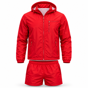 Factory Custom Ripstop Nylon <b>Men's</b> Sports Windbreaker <b>Jacket</b> Shorts Set Front Spring Sportswear Travel <b>Packable</b> Wholesale - Product Image 1