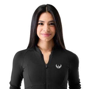 Women's Black Full Zip Sports <b>Jacket</b> Long Sleeve Breathable Stretch <b>Workout</b> Gym Running Training Fitness Activewear <b>Jacket</b> - Product Image 3