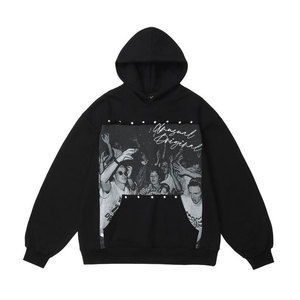Sudadera con capucha gris para hombre, con cremallera, forro polar, estampado de corona brillante, informal, para invierno, poliéster/algodón, ecológica, teñido liso - Product Image 4