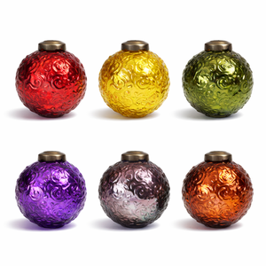 Boule de Noël en verre mercure gaufré |   Décoration de style vintage pour une ambiance festive à la maison et un décor d'arbre classique. - Product Image 1
