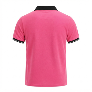 Custom Men's Pink for Shirt Short Sleeve 100% Polyester Anti-Wrinkle <b>Smart</b> Casual Golf T-Shirt Black Collar Cuff Sportswear OEM - Product Image 4