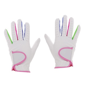 Women's White Golf <b>Gloves</b> Pink Trim Breathable Soft <b>Grip</b> Custom Logo OEM Premium Sports Golf <b>Glove</b> Left Hand - Product Image 1