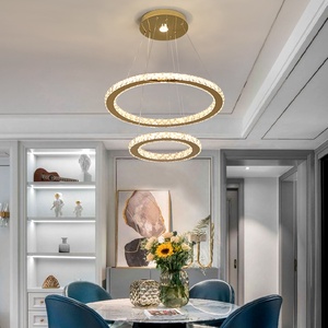Hiện đại sang trọng 2 nhẫn vòng tròn đèn chùm ánh sáng mặt dây chuyền Loft căn hộ Pha Lê Trần đèn chùm đèn nhà sản xuất - Product Image 1