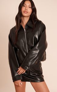 เสื้อแจ็คเก็ตบอมเบอร์หนังแท้ถักสำหรับผู้หญิง สวมใส่สบายในฤดูหนาว กันน้ำ ระบายอากาศได้ดี เป็นมิตรกับสิ่งแวดล้อม แบบสั้น - Product Image 4