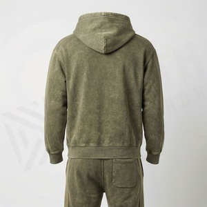 Custom Logo Streetwear Puff Print Acid Wash Flared Sweat Suit <b>Distressed</b> Embroidery Patch Sweatsuits Tracksuit For Men - Product Image 2