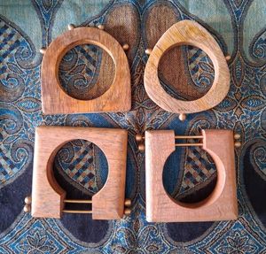 Natural Rustic Wooden Bangles Polish Finished Daily Wear Festival Party Vintage <b>Boho</b> Eco Friendly Christian Fashion Jewelry Cuff - Product Image 1