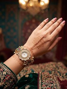 Pulsera de Lujo para Mujer, a la Moda, Resistente al Agua, con Cristales y Borlas, de Primera Marca, Chapada en Oro de 18K, con Imitación de Perlas - Product Image 1