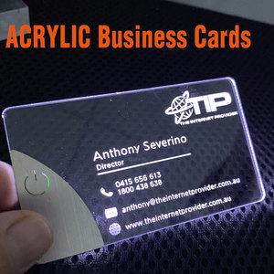 Tarjetas de Visita Personalizadas de Acrílico Transparente con Luz LED, Logotipo Personalizado, Impresión UV, Laminación de Película, Fabricante OEM al por Mayor - Product Image 1
