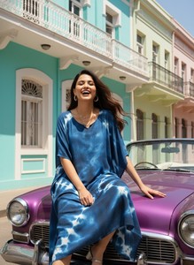 High Quality Designer Rayon <b>Kaftan</b> Tie Dyed <b>Summer</b> Daily Wear Regular Fit Sweetheart neck at Best Price by Supplier - Product Image 3
