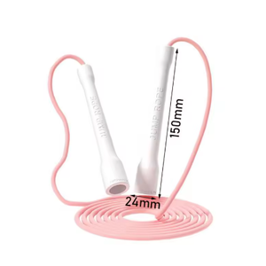 Corde à sauter rose en PU avec poignées blanches, longueur 2,5 m, corde à sauter simple portable pour l'exercice à domicile, équipement de fitness unisexe - Product Image 2