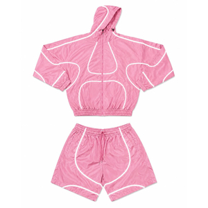 Ensemble coupe-vent réfléchissant personnalisé avec logo, unisexe, à capuche, imperméable, survêtement pour homme, veste et short 2 pièces, streetwear, jogging - Product Image 2