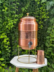 Distributeur d'eau en cuivre au design moderne, robinet anti-fuite, fait main, grande capacité pour la maison, le bureau, l'hydratation ayurvédique, artisanat Ali - Product Image 6