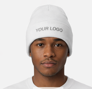 Nuevo Gorro de Punto Blanco Liso Bordado al por Mayor, Gorro de Invierno de Alta Calidad con Borde Plegado para Hombre y Mujer - Product Image 1