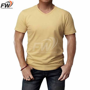 T-shirts OEM en gros pour hommes, haute qualité, tricotés en polyester/coton, anti-boulochage, coupe classique, col rond, manches courtes, col en V - Product Image 1
