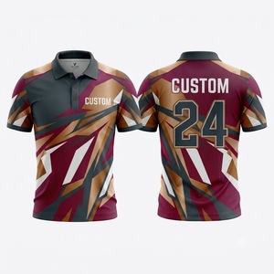 Polo homme à motif géométrique personnalisé, manches courtes, bordeaux gris, sportif, respirant, imprimé, uniforme d'équipe - Product Image 1