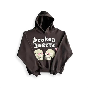 เสื้อสเวตเชิ้ตมีฮู้ดพิมพ์ลายหัวกะโหลก Broken Hearts สำหรับทุกเพศ สวมใส่สบายๆ ทรงโอเวอร์ไซส์ เหมาะสำหรับฤดูใบไม้ร่วง - Product Image 1