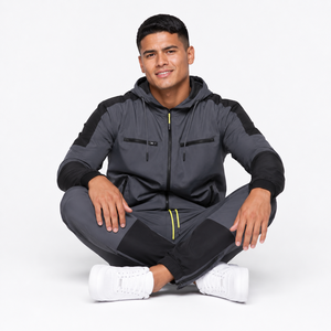 Ensemble coupe-vent imperméable et coupe-vent, écologique, à capuche, avec manches raglan et design à empiècements color block, personnalisable avec logo, vente en gros - Product Image 4