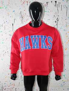 Sweat-shirt à col rond rouge pour homme, imprimé lettres Hawks, 100% coton, coupe classique, pull décontracté, vêtements d'automne, URBAN PRODUCTIONS - Product Image 5