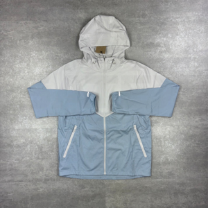 Custom Men's Summer Nylon Tracksuit Set Wind Breaker <b>Zip</b> Hoodie and Pant Windbreaker Set - Product Image 2