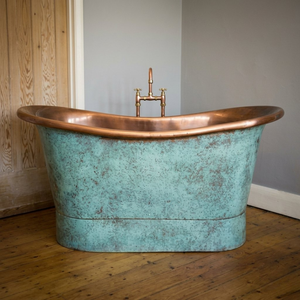Bañera Ovalada Independiente de Cobre Hecha a Mano por Daystar Trade, Acabado Verde Antiguo, Bañera de Lujo para Adultos - Product Image 2