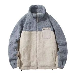Veste d'hiver en sherpa à fermeture éclair, couleur unie personnalisée, manches longues amples, veste en polaire, veste de mode streetwear - Product Image 1