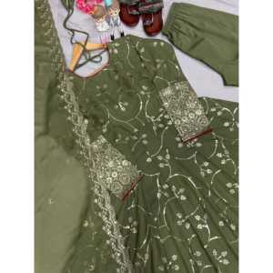 Conjunto de Vestido Anarkali de Diseño Elegante con Dupatta y Pantalón para Fiestas Nocturnas y Ocasiones Especiales - Product Image 2