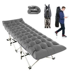 Lit de camping pliable portable avec matelas souple double face, capacité maximale de 440 lb, pour les voyages, le camping ou comme lit d'appoint - Product Image 1