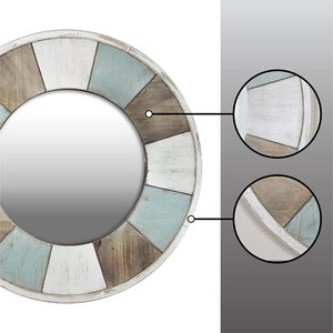 Espejo de Pared de Madera Envejecida Estilo Vintage, Acabado Blanco Teal, Espejo Decorativo para Sala de Estar, Dormitorio, Decoración del Hogar, Suministro al por Mayor - Product Image 4