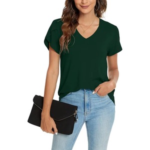T-shirts personnalisés haut de gamme pour femmes, col en V, manches longues, coupe décontractée, 100 % coton respirant, séchage rapide, imprimés - Product Image 6