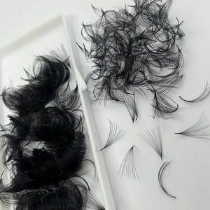 Eyelash <b>Cluster</b> Extensions Handmade Synthetic Hair High Quality 10D/14D/16D/20D Natural Look Black Matte Pointy Base Eco Box - Product Image 6