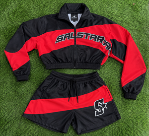 <b>Women</b>’s Custom <b>Tracksuit</b> Set 2 Piece Crop Jacket & Shorts Wholesale Athletic Sportswear Training Jogger Set Manufacturer - Product Image 5