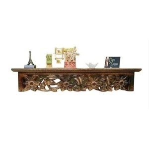 Sheesham Wood <b>Floating</b> Wall <b>Shelf</b> - Hand-Carved Jali <b>Bracket</b> Design Wholesale - Product Image 5