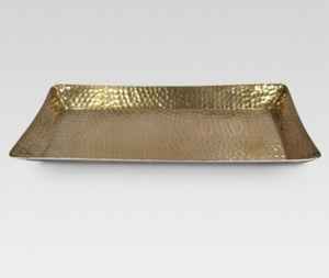 Bandeja Rectangular de Metal Dorado Martillado para Servir, Plato de Lujo para Servir Alimentos, para el Hogar, Cocina, Hotel, Restaurante, Fiesta, Moderno - Product Image 1