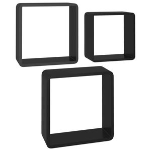 Juego de 3 Estantes de Pared Cúbicos de MDF Negro, Grandes, Medianos y Pequeños, para Exhibir Artículos - Product Image 2