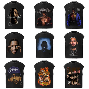 Gilet sans manches vintage 230 g/m² en coton de haute qualité avec logo personnalisé, délavé à l'acide, coupe ample, style rétro estival - Product Image 1