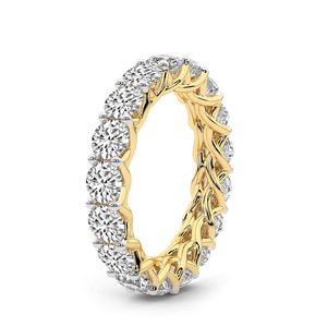 Bague éternité tendance style moderne blanc/jaune/or rose, diamants de laboratoire ronds entrecroisés, qualité VS1, VVS1, pour femme - Product Image 4