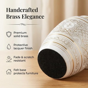 Stylish Brass Handicraft Cremation Urn Premium <b>Memorial</b> Finish Secure Human Ashes Container Durable Retirement Funeral Keepsake - Product Image 5