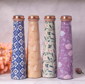 Floral Stainless Steel <b>Water</b> <b>Bottle</b> Portable Travel Drinkware With Copper Lid Reusable Eco-Friendly Design - Product Image 6