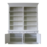 Bibliothèque de style européen avec échelle Bibliothèque blanche en bois massif Cabinet de vitrine Knock Down Made for Antique Home Office Furniture