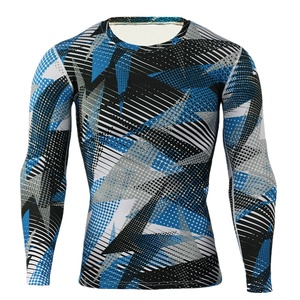 Custom Sublimated Compression Gym Shirts Long Sleeve BJJ Rashguard MMA <b>Mens</b> Rash Guard - Product Image 1